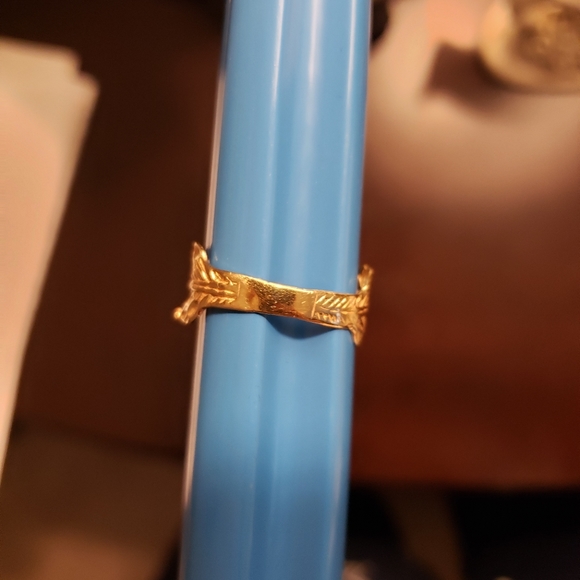 Size 8 solid 18k yellow gold leaf wrap ring - Picture 4 of 5